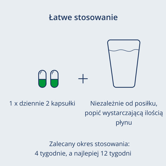 2 kapsułki i szklanka płynu